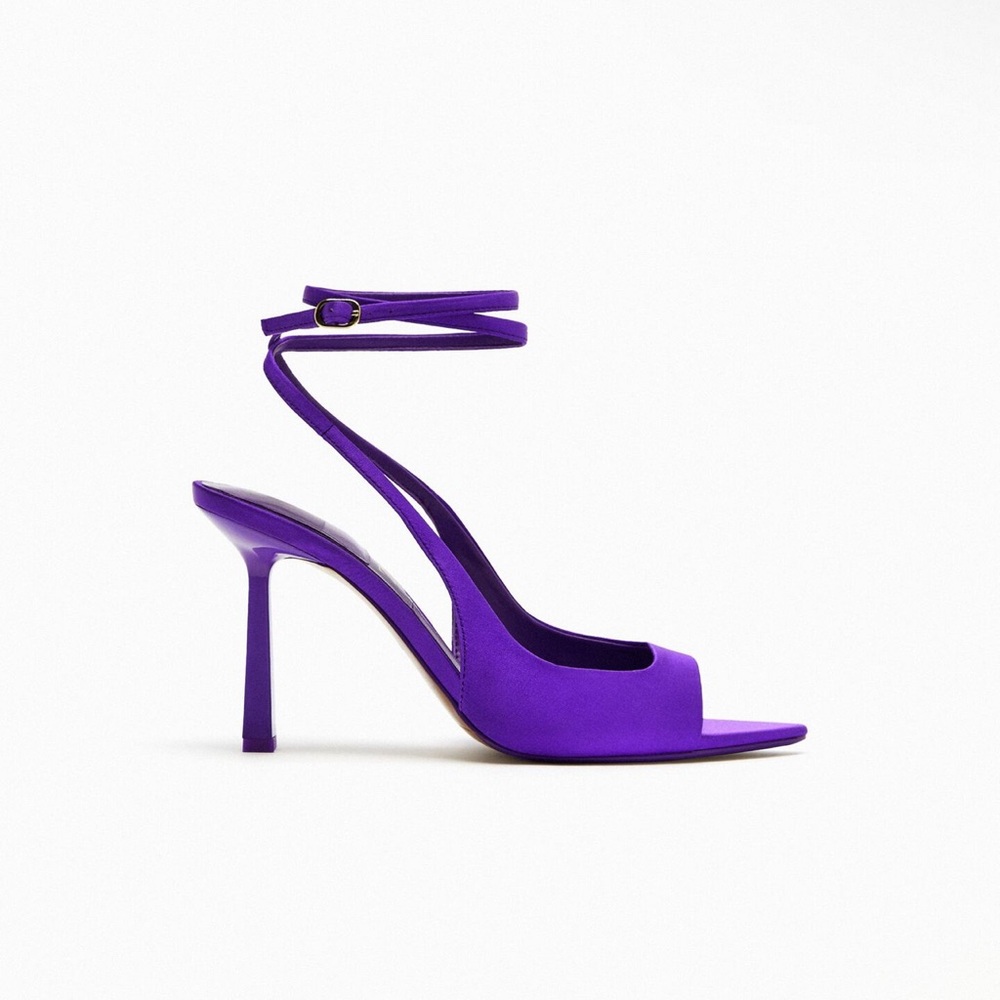 Zara Purple Strappy Satin Heels